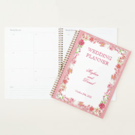 Roze Bloemen Waterverf Wedding Planner
