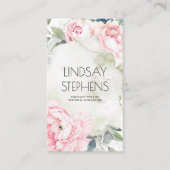 Roze Bloemen  Waterverven Elegant Neutral Visitekaartje (Voorkant)