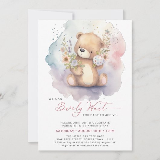 Roze Bloemen We kunnen bijna wachten Meisje Baby s Kaart (Voorkant)