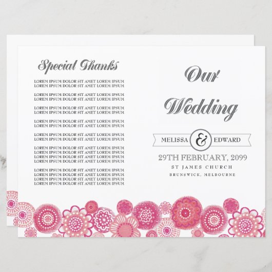 roze bloemen Weddenschap (Voorkant / Achterkant)