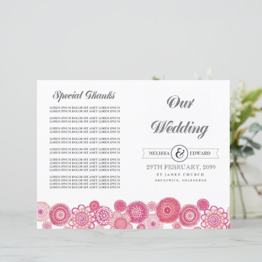  roze bloemen Weddenschap (Staand voorkant)