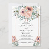 Roze bloemen Weddenschap Kaart (Voorkant)
