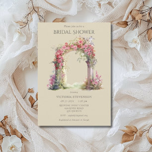 Roze Bloemen  Wedding Arch Vrijgezellenfeest Kaart