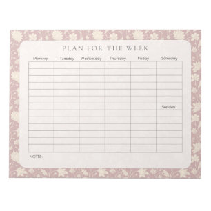 Roze Bloemen Weekly Planner Tearaway Notitieblok