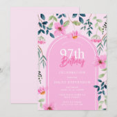 Roze Bloemen Weelderige Botanische Girly 97e Verja Kaart (Voorkant / Achterkant)