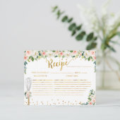 Roze Bloemen Weggevoerd Bruiloft Feest Recept Briefkaart (Staand voorkant)