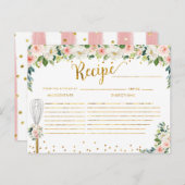 Roze Bloemen Weggevoerd Bruiloft Feest Recept Briefkaart (Voorkant / Achterkant)