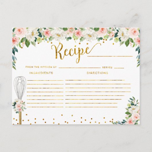 Roze Bloemen Weggevoerd Bruiloft Feest Recept Briefkaart (Voorkant)