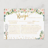 Roze Bloemen Weggevoerd Bruiloft Recept Briefkaart (Voorkant)