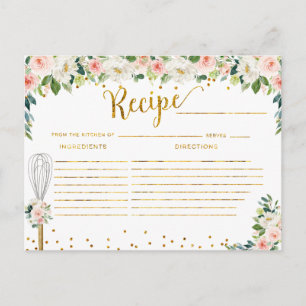 Roze Bloemen Weggevoerd Bruiloft Shower Recept Briefkaart
