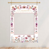Roze Bloemen Weidebloem Foto Booth Poster – Stofig