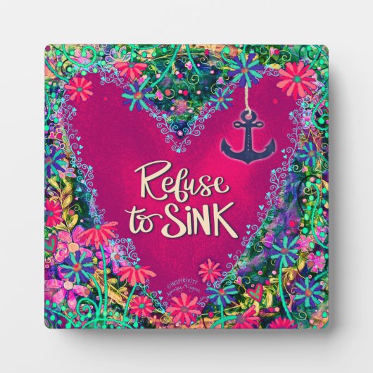 Roze Bloemen weigeren om Anker Inspirivity te zink Fotoplaat (Voorkant)