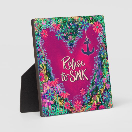 Roze Bloemen weigeren om Anker Inspirivity te zink Fotoplaat (Voorkant)