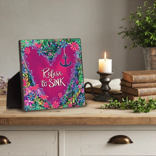 Roze Bloemen weigeren om Anker Inspirivity te zink Fotoplaat