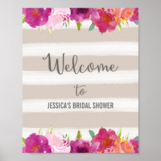 Roze bloemen Welkom Poster afdrukken (Voorkant)