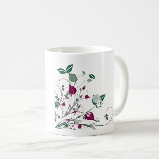 Roze Bloemen Werveling Mok (Voorkant rechts)