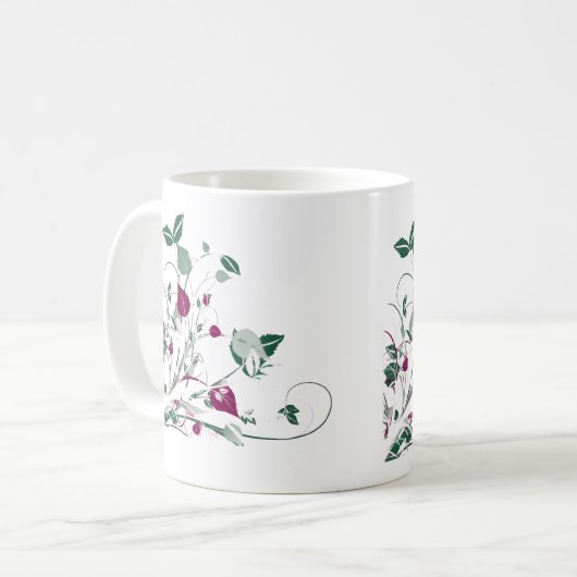 Roze Bloemen Werveling Mok (Voorkant links)