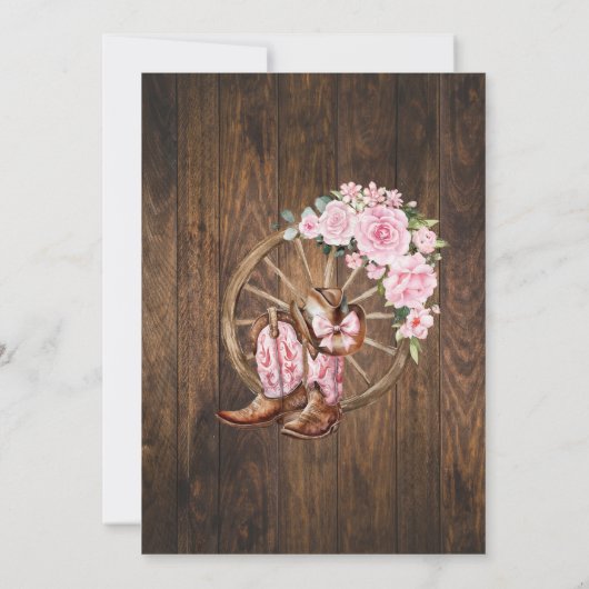 Roze Bloemen Western Cowgirl Verjaardagsland Kaart (Achterkant)