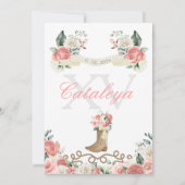 Roze Bloemen Western Mariachi Charro Quinceañera Kaart (Achterkant)