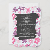 Roze Bloemen Whimsisch Retro Patroon Bruiloft Fees Kaart (Achterkant)