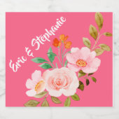 Roze Bloemen Whimsy Bruiloft Wijn-mousserende Wijn Sparkling Wijnetiket (Enkel label)