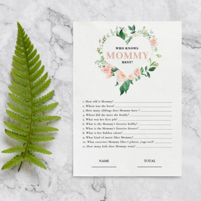 Roze Bloemen Wie kent Mama Beste Baby shower Spel (Creator heeft geüpload)