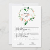 Roze Bloemen Wie kent Mama Beste Baby shower Spel Kaart (Voorkant)
