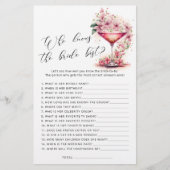 Roze Bloemen Wie Weet Bruid De Beste Douche Spel (Voorkant)