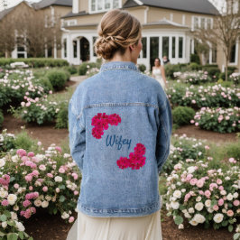 Roze Bloemen Wifey Denim Jacket
