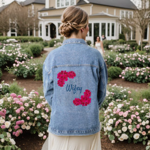 Roze Bloemen Wifey Denim Jacket
