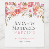 Roze Bloemen Wijn Label Etiket (Enkel label)