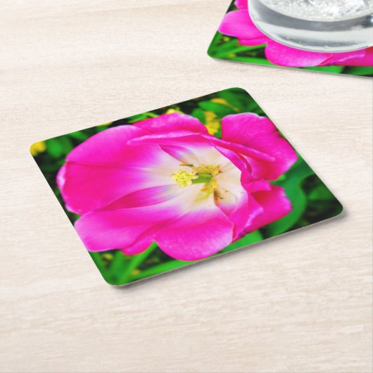 Roze bloemen Wilde bloem - Onderzetter (Schuin)