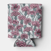 Roze bloemen, wilde bloemen op wit blikjeskoeler (Voorkant)