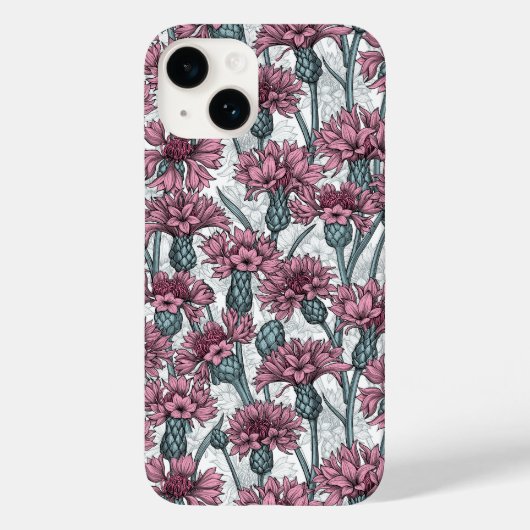 Roze bloemen, wilde bloemen op wit Case-Mate iPhone case (Achterkant)