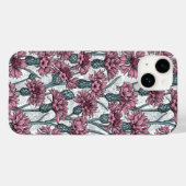 Roze bloemen, wilde bloemen op wit Case-Mate iPhone case (Achterkant (horizontaal))