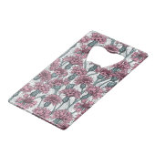 Roze bloemen, wilde bloemen op wit creditkaart flessenopener (Achterkant Gekanteld)