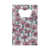 Roze bloemen, wilde bloemen op wit creditkaart flessenopener (Achterkant)