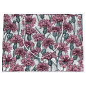 Roze bloemen, wilde bloemen op wit groot cadeauzakje (Voorkant)