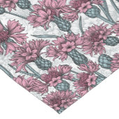 Roze bloemen, wilde bloemen op wit korte tafelloper (Hoek)