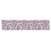 Roze bloemen, wilde bloemen op wit korte tafelloper (Horizontaal)