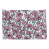 Roze bloemen, wilde bloemen op wit kussensloop (Achterkant-Rechts)