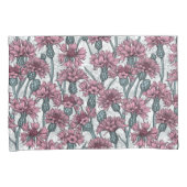 Roze bloemen, wilde bloemen op wit kussensloop (Voorkant-Rechts)