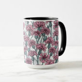 Roze bloemen, wilde bloemen op wit mok (Voorkant rechts)