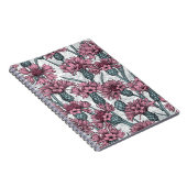 Roze bloemen, wilde bloemen op wit notitieboek (Rechterzijde)