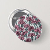 Roze bloemen, wilde bloemen op wit ronde button 5,7 cm (Voorkant /achterkant)