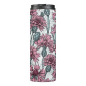 Roze bloemen, wilde bloemen op wit thermosbeker (Achterkant)