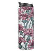 Roze bloemen, wilde bloemen op wit thermosbeker (Geroteerd rechts)