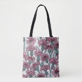 Roze bloemen, wilde bloemen op wit tote bag (Voorkant)