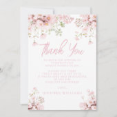 Roze Bloemen Wildflower Baby Meisje Douche Bedankkaart (Voorkant)