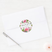 Roze Bloemen Wildflower bruiloft Dank u Ronde Sticker (Envelop)